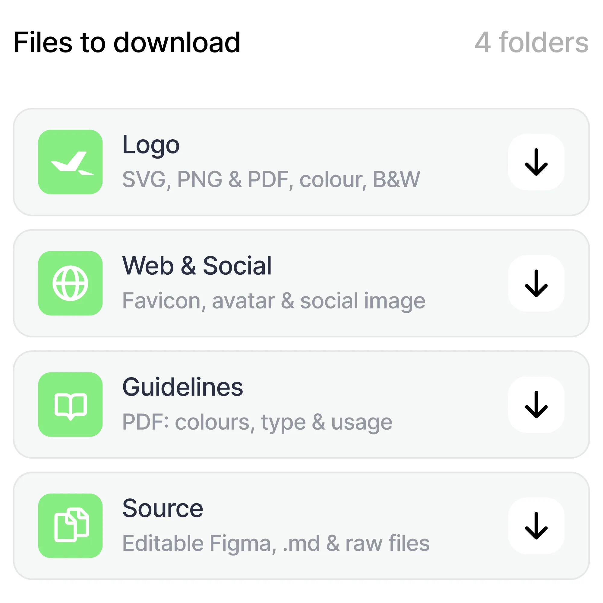 An organized folder of brand files ready to download