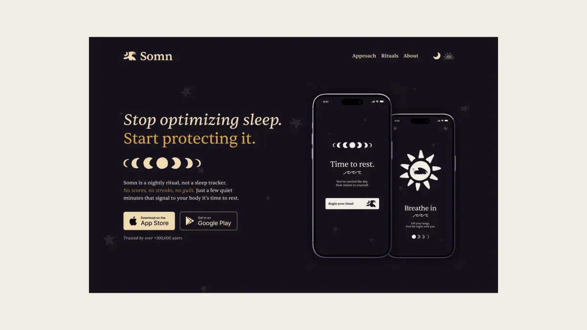 somn — brand identity, web/app design